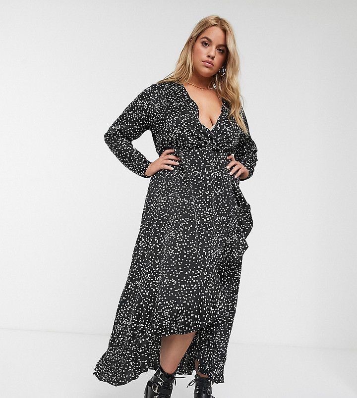 new look polka dot wrap dress