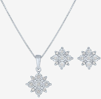 Diamond Blossom (G-H / Si2-I1) Womens 1/5 CT. Lab Grown White Diamond Sterling Silver 2-pc. Jewelry Set