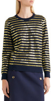 Thumbnail for your product : Michael Kors Collection Striped Sequined Cashmere Sweater