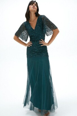 Coast Sequin Angel Sleeve Maxi Dress 