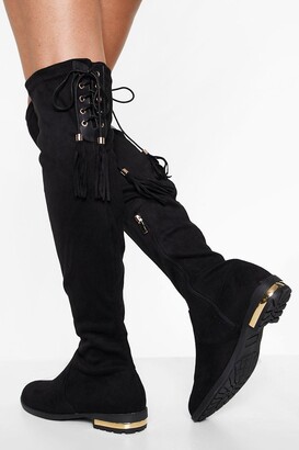 boohoo Over The Knee Boots Tassel Detail Boots - ShopStyle