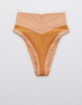 Thumbnail for your product : aerie Ribbed Mix Crossover High Cut Cheeky Bikini Bottom