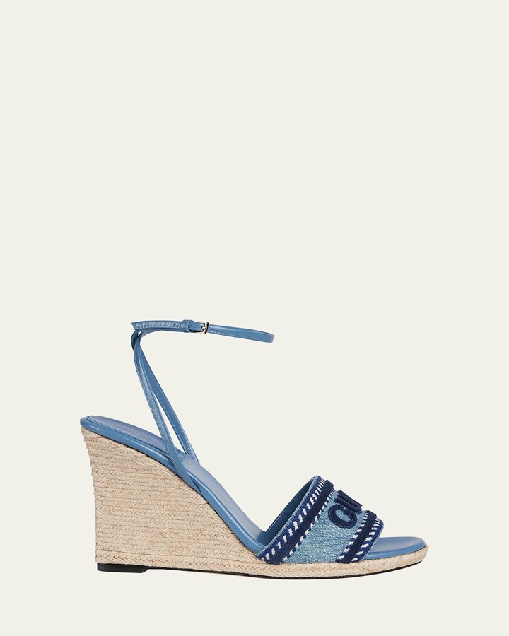 Ines Logo Denim Wedge Espadrilles