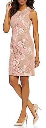 Calvin Klein Scuba Knit Side Panel Lace Sheath Dress