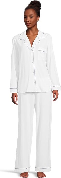 Eberjey Gisele - PJ Set Women's Pajama Sets White/Ice Blue : SM, Modal/Spandex/Tencel