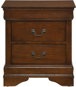 Darby Home Co Classic Louis Philippe Style Brown Cherry Finish 1pc Nightstand of 2x Drawers Traditional Design Bedroom Furniture