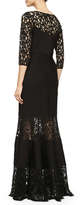 Thumbnail for your product : Tadashi Shoji 3/4-Sleeve Gown W/ lace Insets