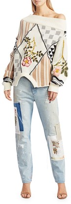 Monse Upside-Down Floral Intarsia Cotton Sweater