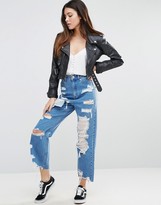Thumbnail for your product : ASOS Ladder Rip Mesh Wide Leg Jeans