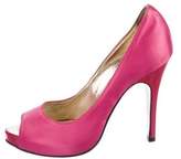 Thumbnail for your product : Luciano Padovan Satin Peep-toe Pumps