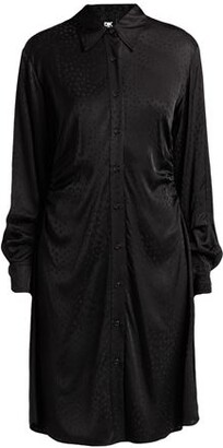 dkny tiered tie neck dress