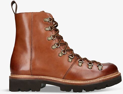 Grenson Mens Brown Brady Mid-Top Lace-Up Leather Boots Eur 42 / 8 Uk Men