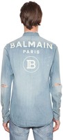 Thumbnail for your product : Balmain Printed Cotton Denim Shirt