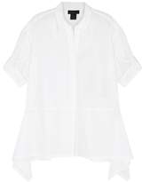 Donna Karan White Asymmetric Poplin Shirt