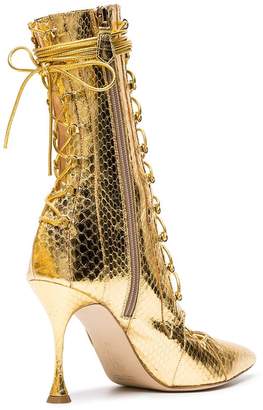 Liudmila Gold Drury Lane 100 Snakeskin Lace Up Boots