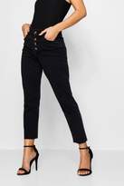 Thumbnail for your product : boohoo Petite Mock Horn Button High Rise Straight Jean