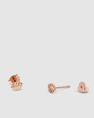 CA Jewellery - Women's Gold Earrings - Mini Monstera Leaf Studs - Rose Gold - Size One Size at The Iconic