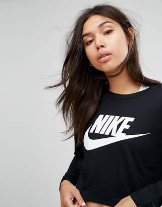 Nike Logo Cropped Long Sleeve Top