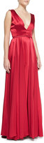Thumbnail for your product : Halston Flowy-Skirt V-Neck Gown
