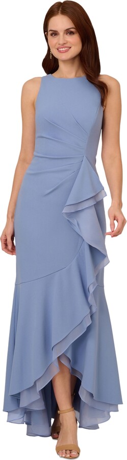 Adrianna Papell Women's Sleeveless Ruffled High-Low Gown