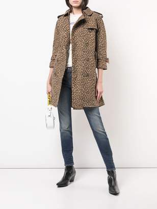R 13 leopard trench coat