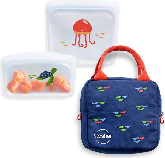Stasher stasherBacktoSchoolLunchSnack+Sandwich+LunchBagReusableFoodStorageBags-3pk