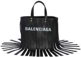 Balenciaga Small Laundry Leather Tote Bag W/ Fringe