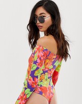 Thumbnail for your product : Bardot ASOS DESIGN festival body in bright tropical palm print