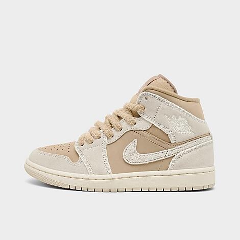 Jordan Women's Air 1 Mid SE Casual Shoes in Hemp/Light Orewood Brown/Sail | Size: 8.5