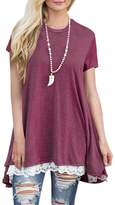 Thumbnail for your product : MBIGM Womens Lace Casual Short Sleeve Tunic Tops Loose Shirt Blouse (, Small)