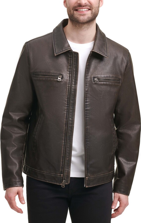 Descubrir 55+ imagen levi's men's faux leather quilted trucker jacket