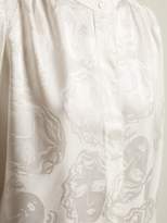 Thumbnail for your product : ALEXACHUNG Face Jacquard Silk Blend Satin Blouse - Womens - White