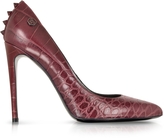 Thumbnail for your product : Philipp Plein Aggressive Burgundy Embossed Leather Pump w/Studs