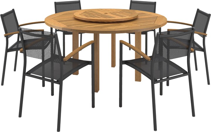 Amazonia Gonilla 7-piece Wood Lazy Susan Dining Set with Aluminum Chairs by  Havenside Home - 7 Piece - ShopStyle