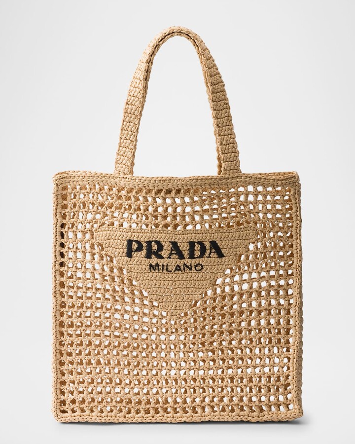 Prada Logo Crochet Tote Bag