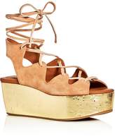 Thumbnail for your product : See by Chloe Lace Up Metallic Platform Sandals