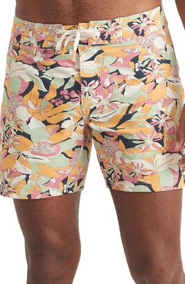 shinianlaile Mens Linen Floral Drawstring Waist Beach Shorts Summer Boardshorts 
