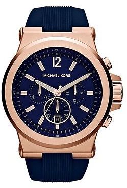 Michael Kors 'Dylan' Navy Dial Rose-tone Navy Silicone Strap Mens Watch MK8295