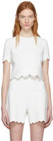 Alexander McQueen Ivory Short Sleeve Cropped Crewneck Pullover