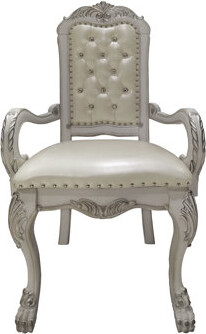 One Allium Way Vianney Dresden Upholstered Arm Chair in Bone White (Set of 2)