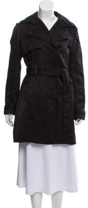 Elizabeth and James Collared Knee-Length Jacket Black Collared Knee-Length Jacket