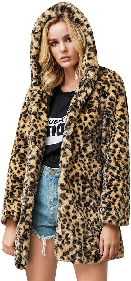 fluffy leopard print coat