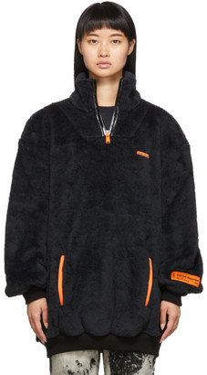 Heron Preston Black Oversized Fire Fleece Sweatshirt