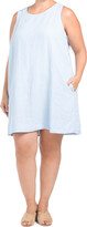 Thumbnail for your product : Nicole Miller Plus Sleeveless Linen Trapeze Smocked Shoulder Dress