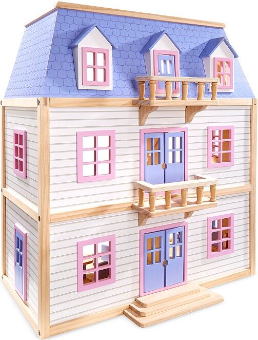 Modern Wooden Multi-Level Dollhouse