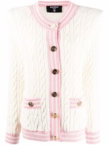 Thumbnail for your product : Balmain Shoulder-Pad Cable Knit Cardigan