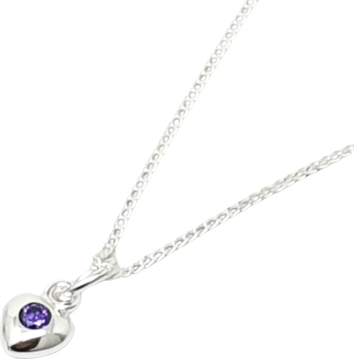 Harfi Mini Amethyst February Birthstone Heart Silver Necklace