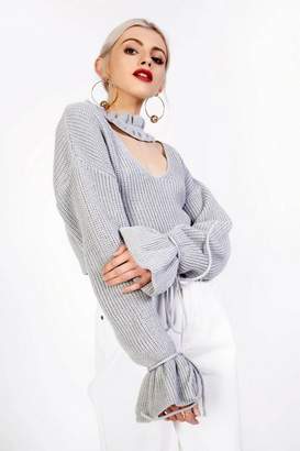 Glamorous **Lace Up Cropped Knitted Jumper by Petites