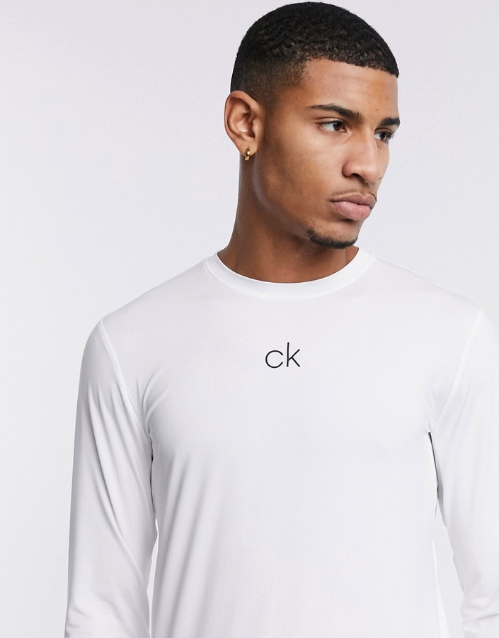 Calvin Klein Golf baselayer logo long sleeve top in white - ShopStyle