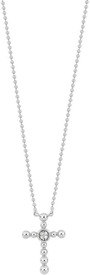 925 Sterling Silver 18k Rose Gold CZ Filigre Cross Pendant Gemstone Necklace 108